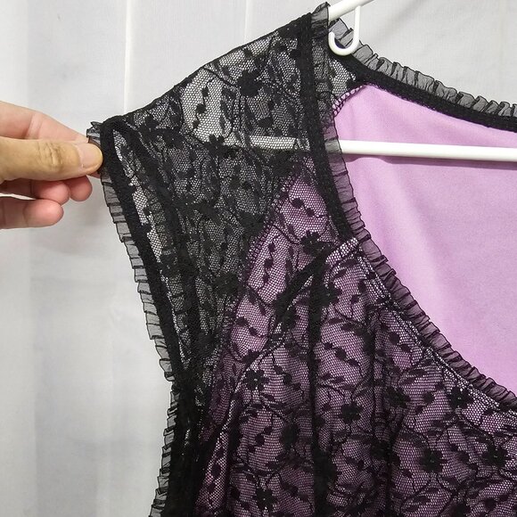 Studio 1940 Corset Blouse Lace Goth Grunge Fairy Whimsigoth Black Purple 22/24 - Picture 2 of 7